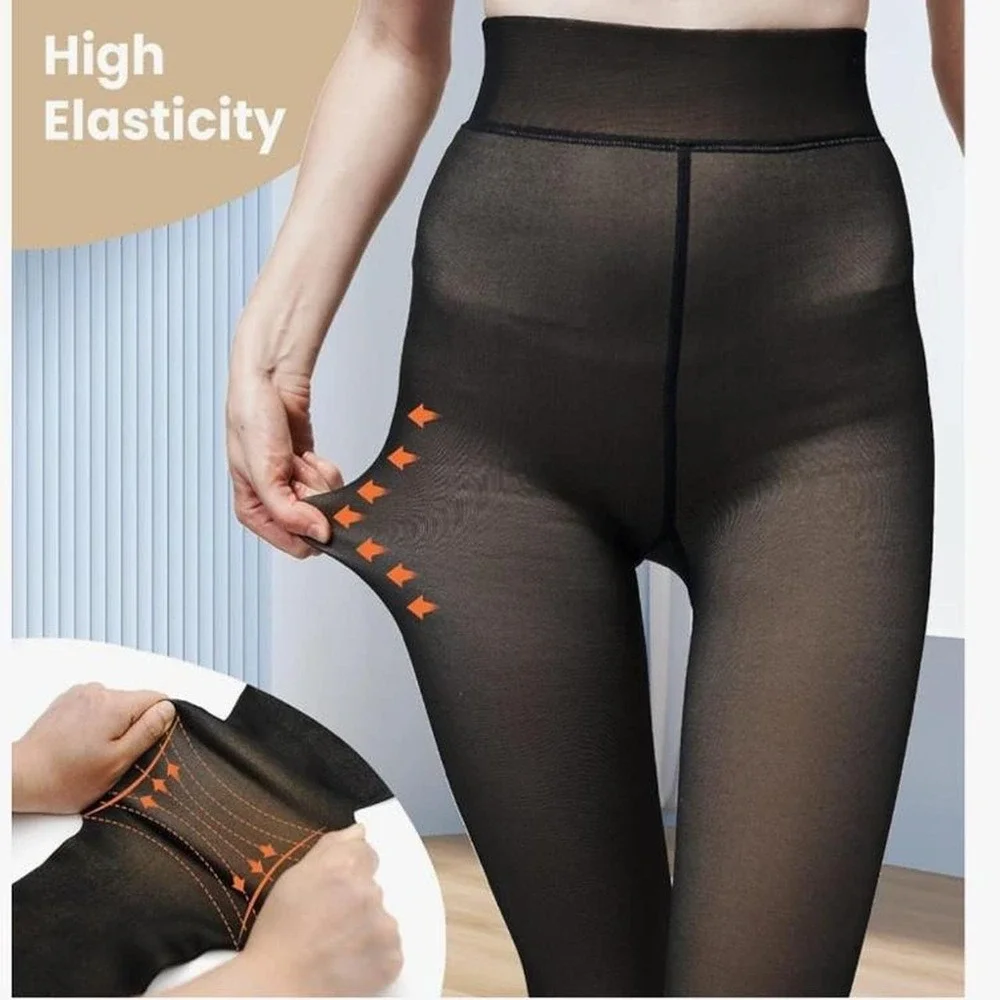 Women's Fleece Lined Tights Sheer Women - Fake Translucent Warm Pantyhose